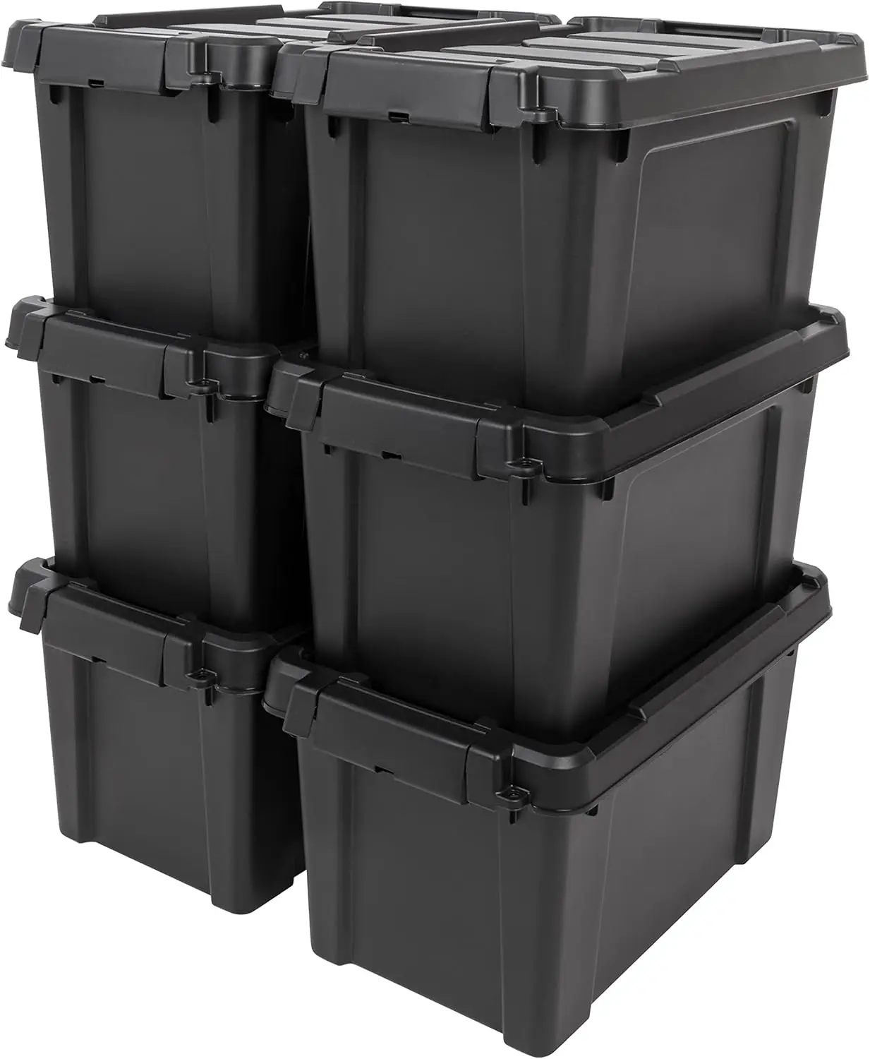 

5 Gallon Lockable Storage Bins with Lids, 6 Pack - Heavy Duty Stackable Containers for Garage Organizing and Moving