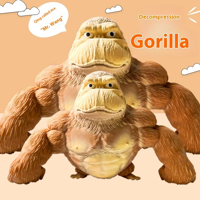 Jouet gorille de décompression Wang pâte à modeler décompression pincement musique poisson vert sculpture sur sable évent artefact filet rouge jouet