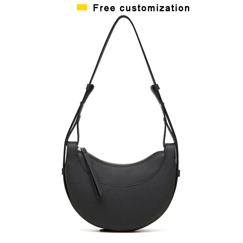 

Genuine leather dumpling bag 2025 new top layer cowhide niche design high-end crossbody crescent bag women's armpit shoulder bag