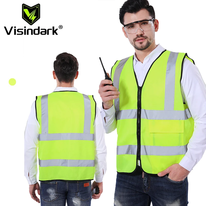 

Safety Vest for Men with Reflective Stripes Around Front and Back Security Surveyor hi vis Workwear Vest with Pocket