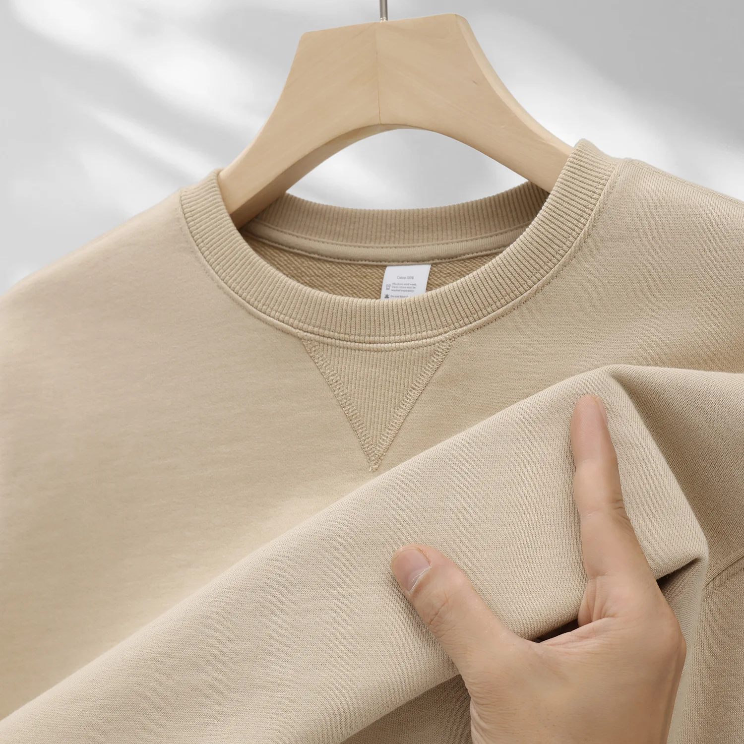 هوديي رجالي عالي الجودة برقبة دائرية، بلوفر فضفاض من القطن الخالص 380 جرام، مطرز بأكمام طويلة، شعار مطبوع حسب الطلب