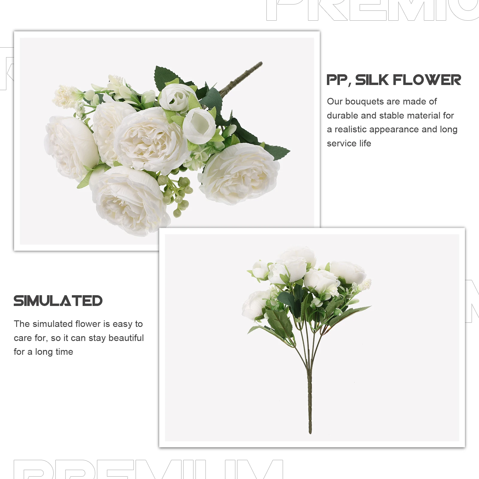 

3pcs Artificial Flower Bouquet Bell Peony Stems Simulation Rose For Diy Wedding Home Office Party Decor Indoor Outdoor