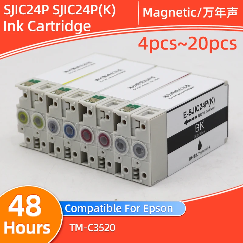 4pcs~20pcs SJIC24P sjic24p Ink Cartridge With Pigment Ink Compatible for Epson TM-C3520 C3520 Label Printer SJIC24P(K) 24P CMYK