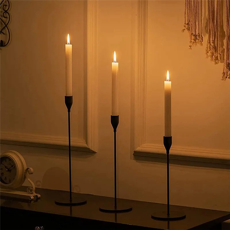 ABBN-Taper Tempat Lilin Tempat Lilin Tinggi, Set Tempat Lilin Panjang Logam, Tempat Lilin Dekoratif Pilar Mudah Dipasang