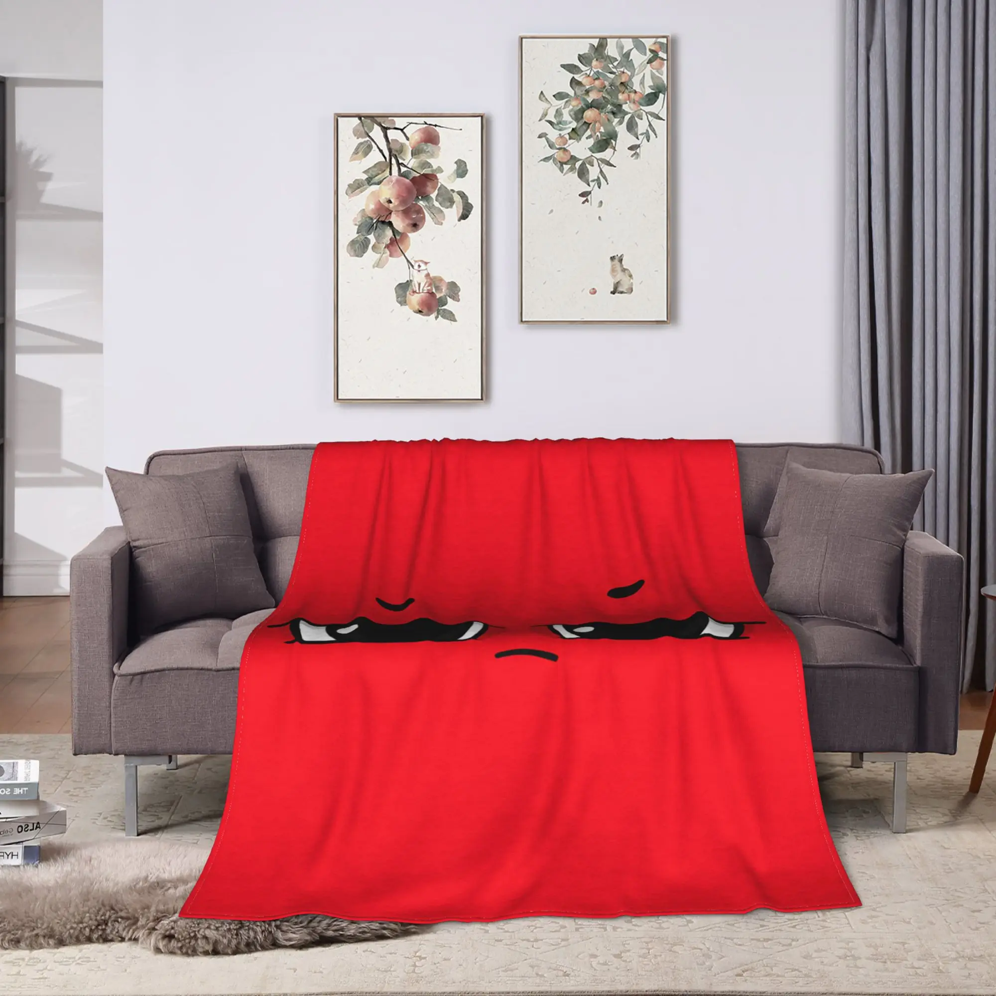 Warm Cozy Throw Blanket Plane Travel An Angry Face And Eyes Funny Meme Blankets  Flannel Bedspread For Bedroom Sofa Bed Cover