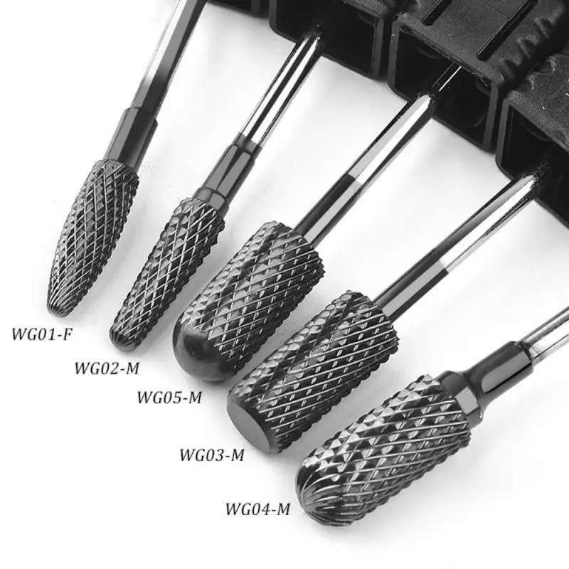 Type Black Titanium Tungsten Carbide Nail Drill Bits Apparatus for Manicure Drill Accessories Mills Cutter Remover Gel Tools