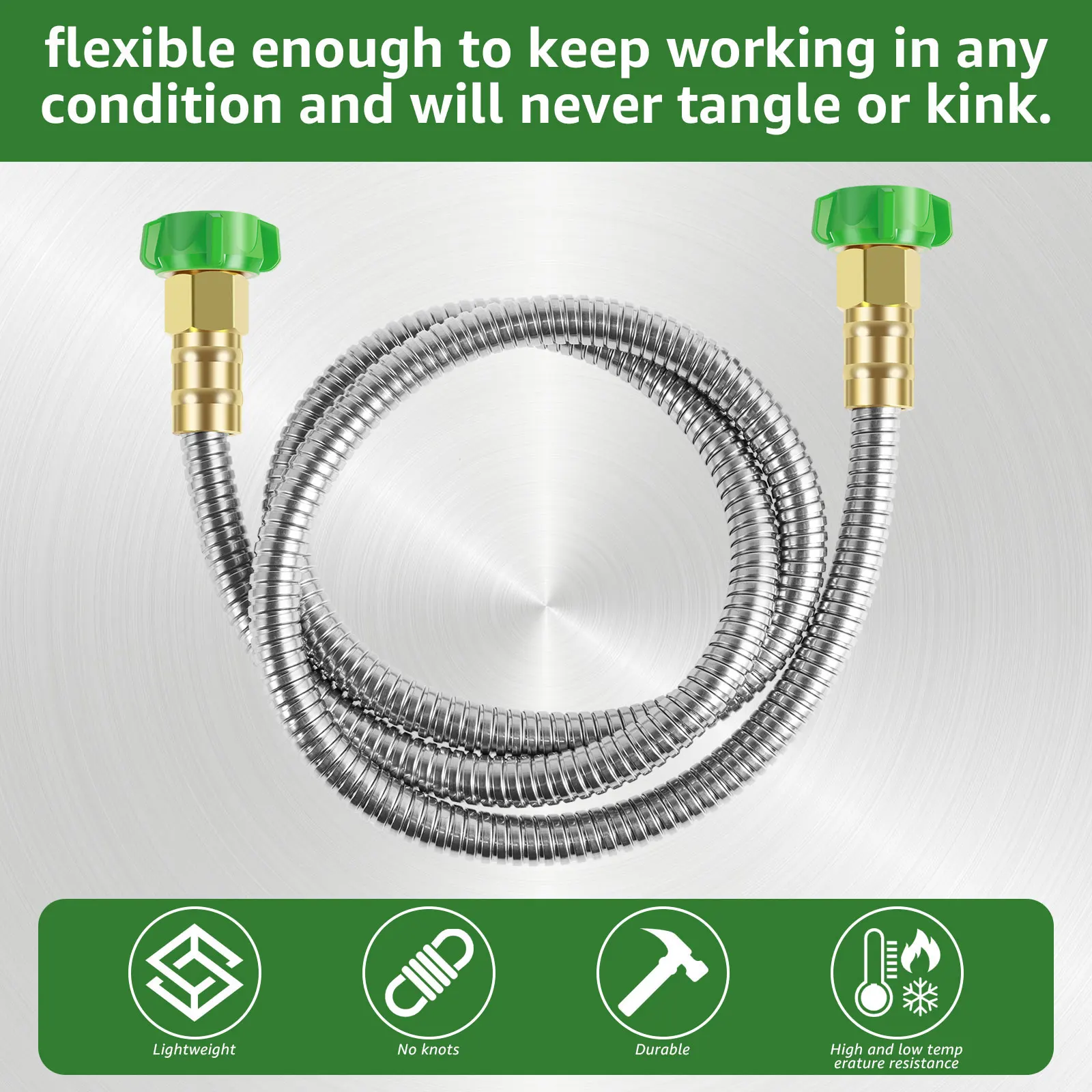 304 Stainless Steel Garden Hoses Faucet Water Flexible Pipe Water Hose 3ft 5ft with Female to Female Connector