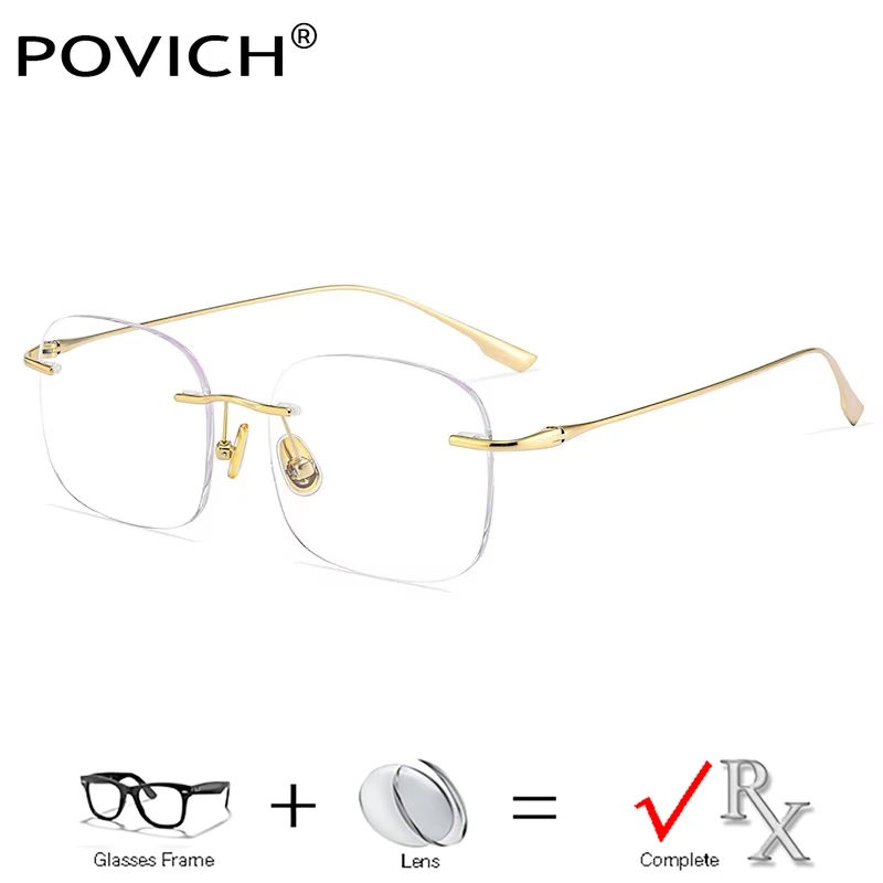 

Men Women Fashion Optical Glasses Titanium Eyeglasses With Prescription Lenses Recipe Myopia Reading Eyewear Rimless Glasses