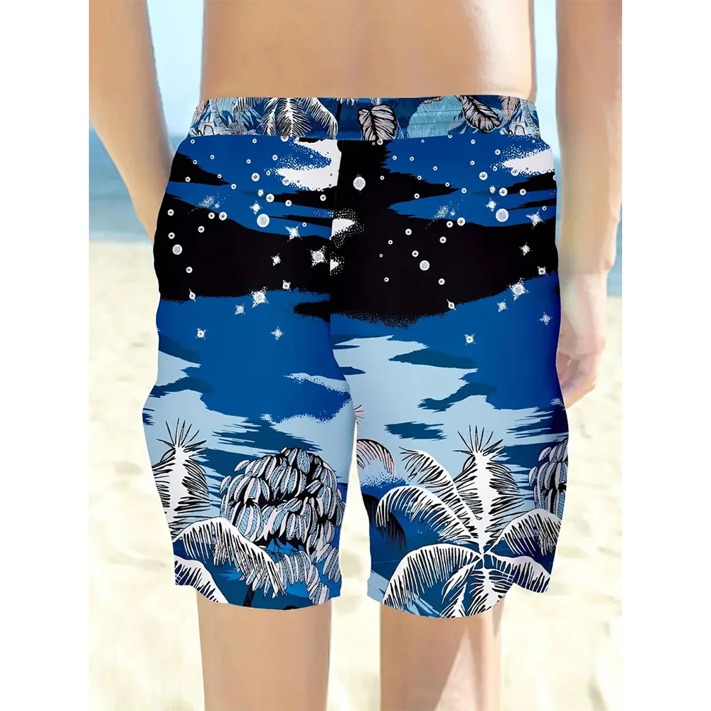 New Men's Beach Pants Night Full Star 3D Printed Shorts for Men Summer Casual Breathable Shorts for Men Street Ropa Hombre