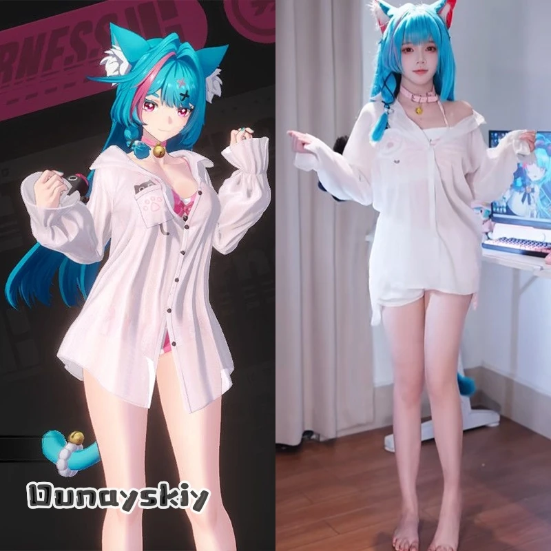 

Cosplay Neverness To Everness Mint Clothes Women Anime Summer Sexy Nightwear Bikini Swimsuit Transparent Coat Suit Halloween