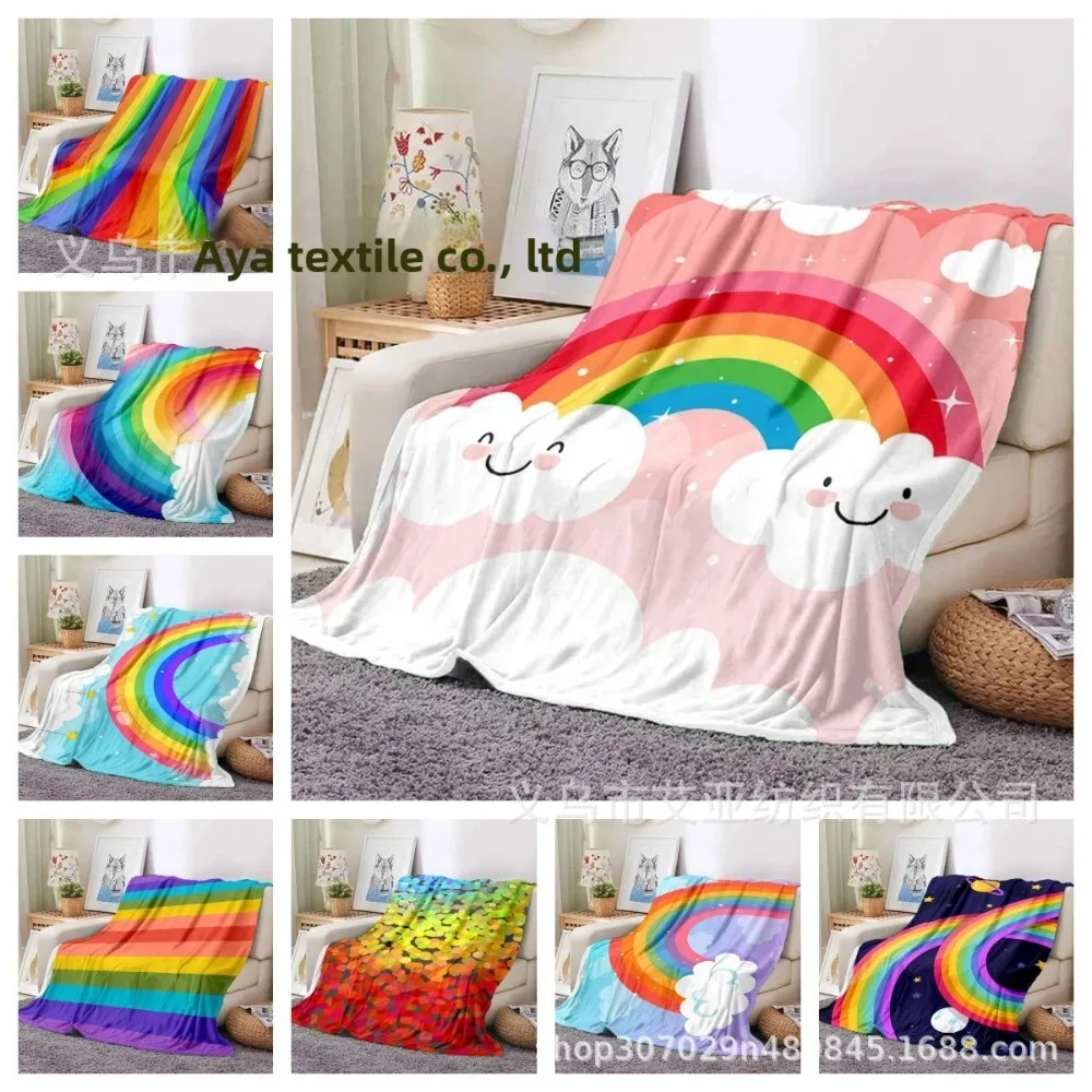 

Childrens Cute Rainbow Printed Flannel Blanket for Kids Soft Warm Bedding Home Decor Nap Throw Gift for Girls Boys Dorm Room 124