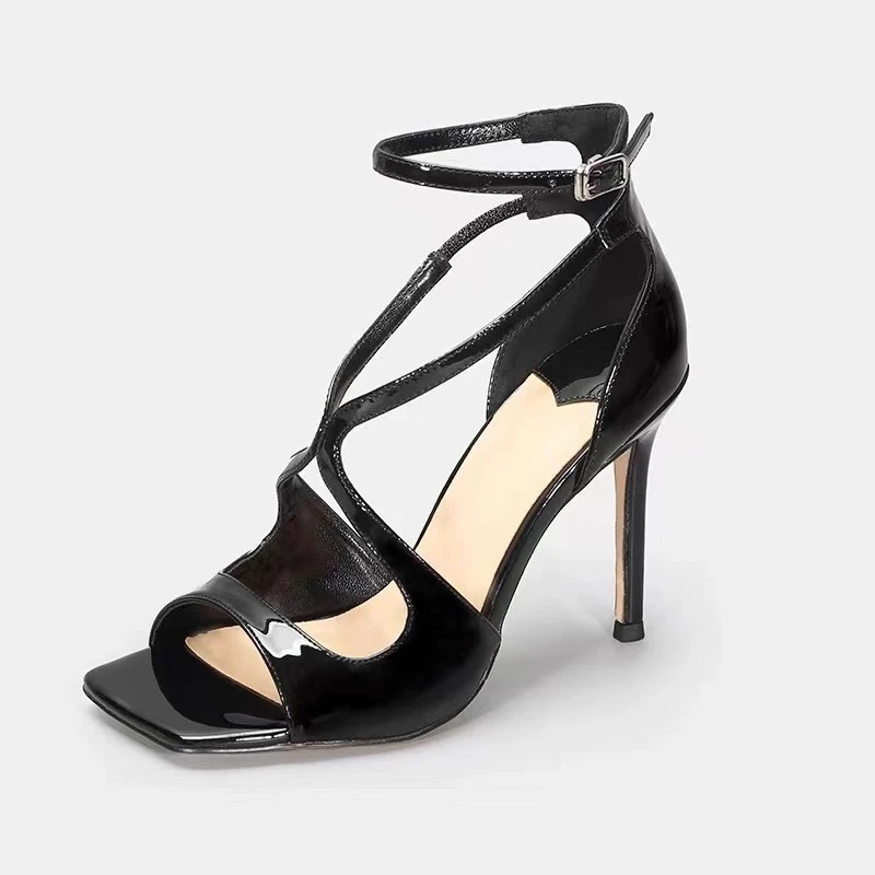 2025 Summer New One Button Strap Square Head Sandals for Women, Netizen Fish Mouth, Golden Fine Heel, Open Toe, Sexy High Heels image 4