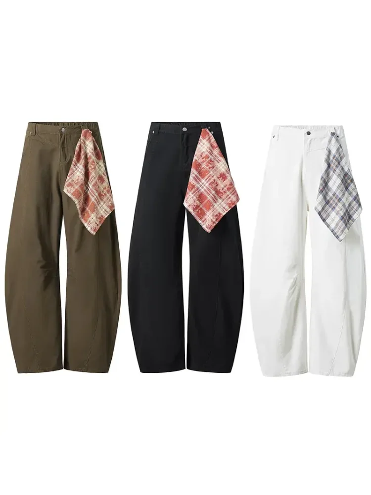 

plus Size 300 Pou American Retro Cool Pure Cotton Casual Pants Men Women Early Autumn Loose Drapey Wide Leg Knife Pants