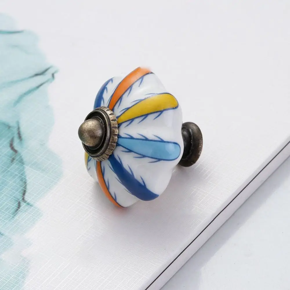 Ceramics and Alloys Pumpkin Handle Multiple Colors Creative Vintage Door Handle Single Hole Fashion Furniture Knob Cupboard