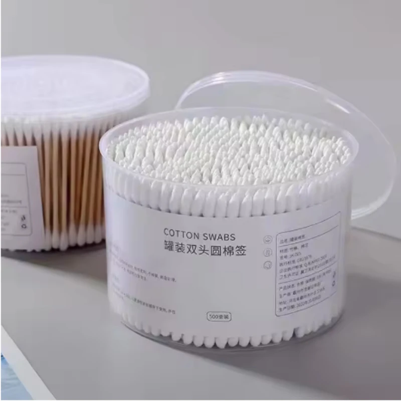 500/1000pcs Round Headed Cotton Swabs Double Headed Women Makeup Cotton Buds for Wood Sticks Nose Ears Cleaning Health Care Tool
