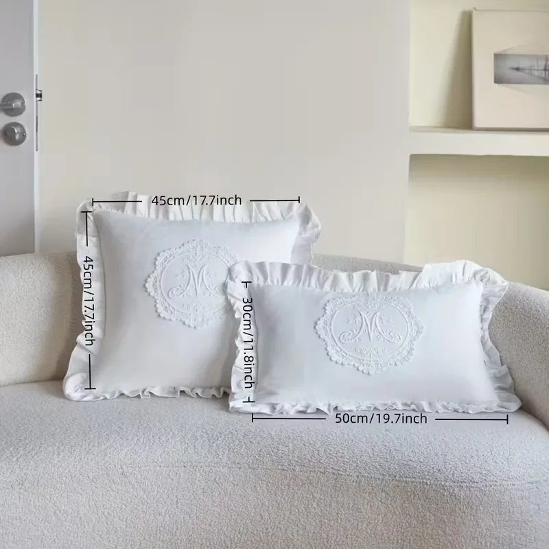 with Lotus Frill French Lace Pillow Cover Washed Material Comfortable Embroidered Cushion Cover Soft Pillow Shell Bedroom