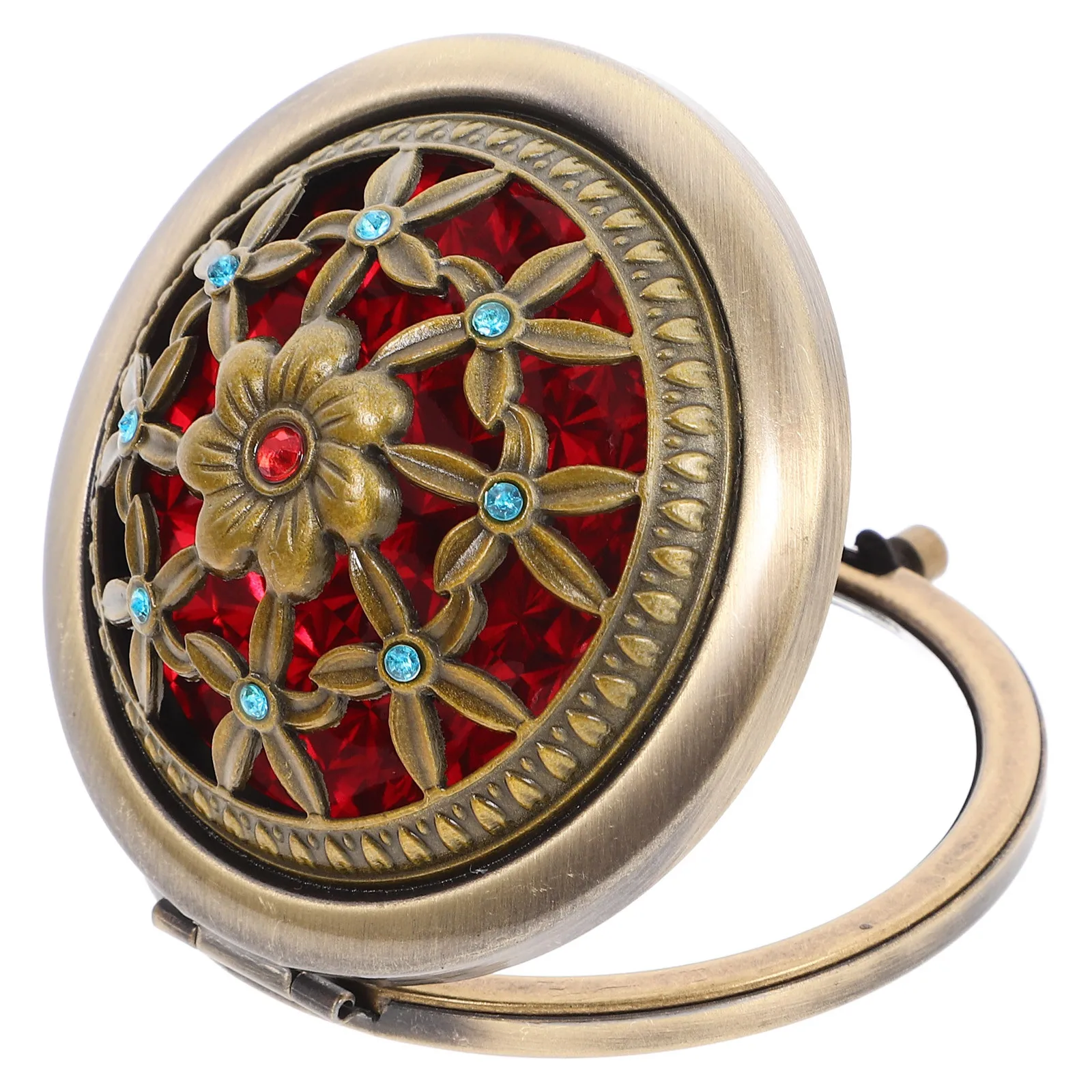 レトロなメイクアップコンパクトポータブルハンドミラー旅行屋外日常使用用折りたたみポケットミラー小さな化粧鏡アクセサリー