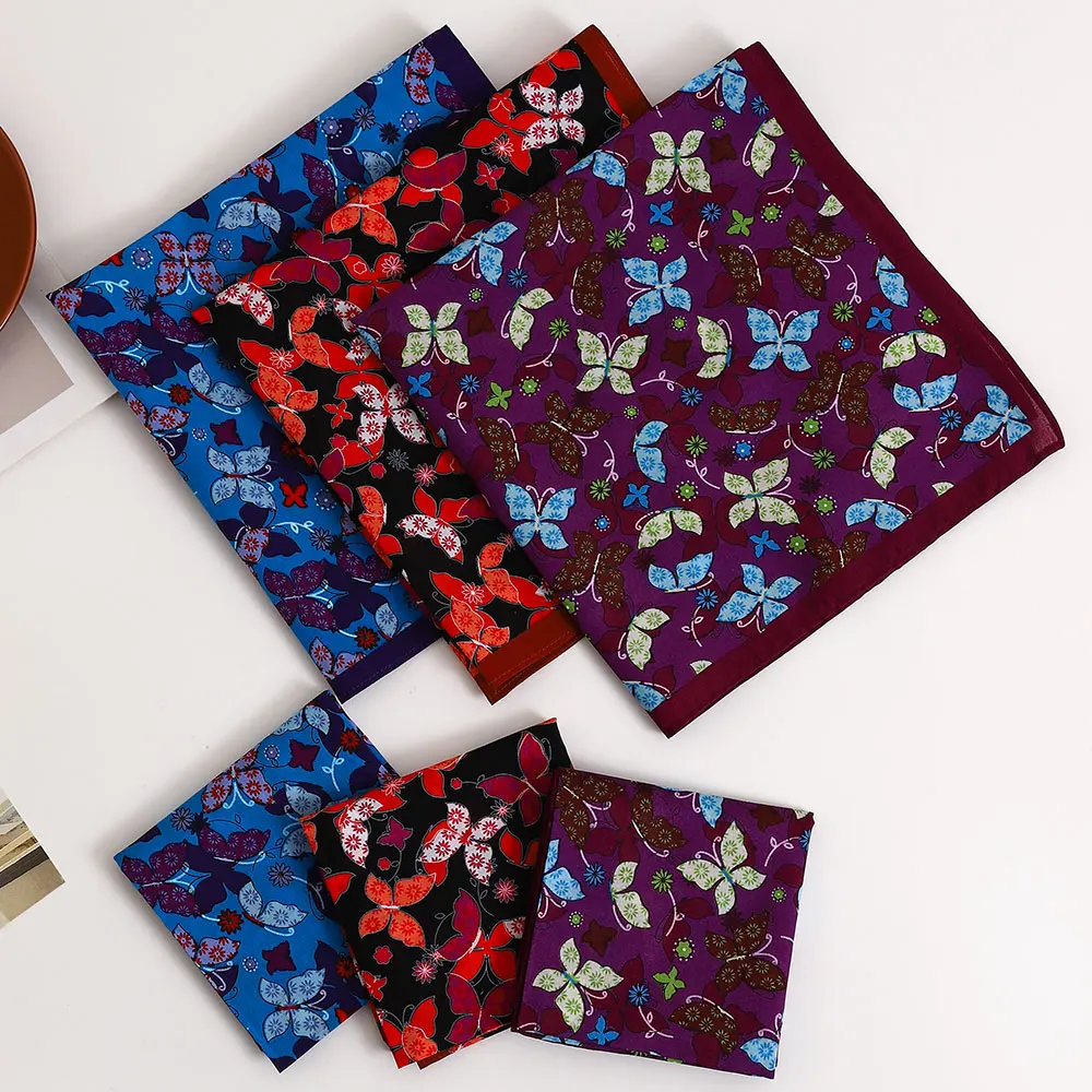 Damska chusteczka z czystej bawełny, miękka i wygodna, staromodna cienka chusteczka chłonna do wycierania potu, romantyczna chusteczka z motylem, artykuły ślubne