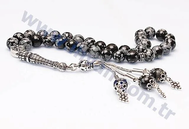 

IQRAH Obsidian Stone Rosary (925 SETTING SILVER)