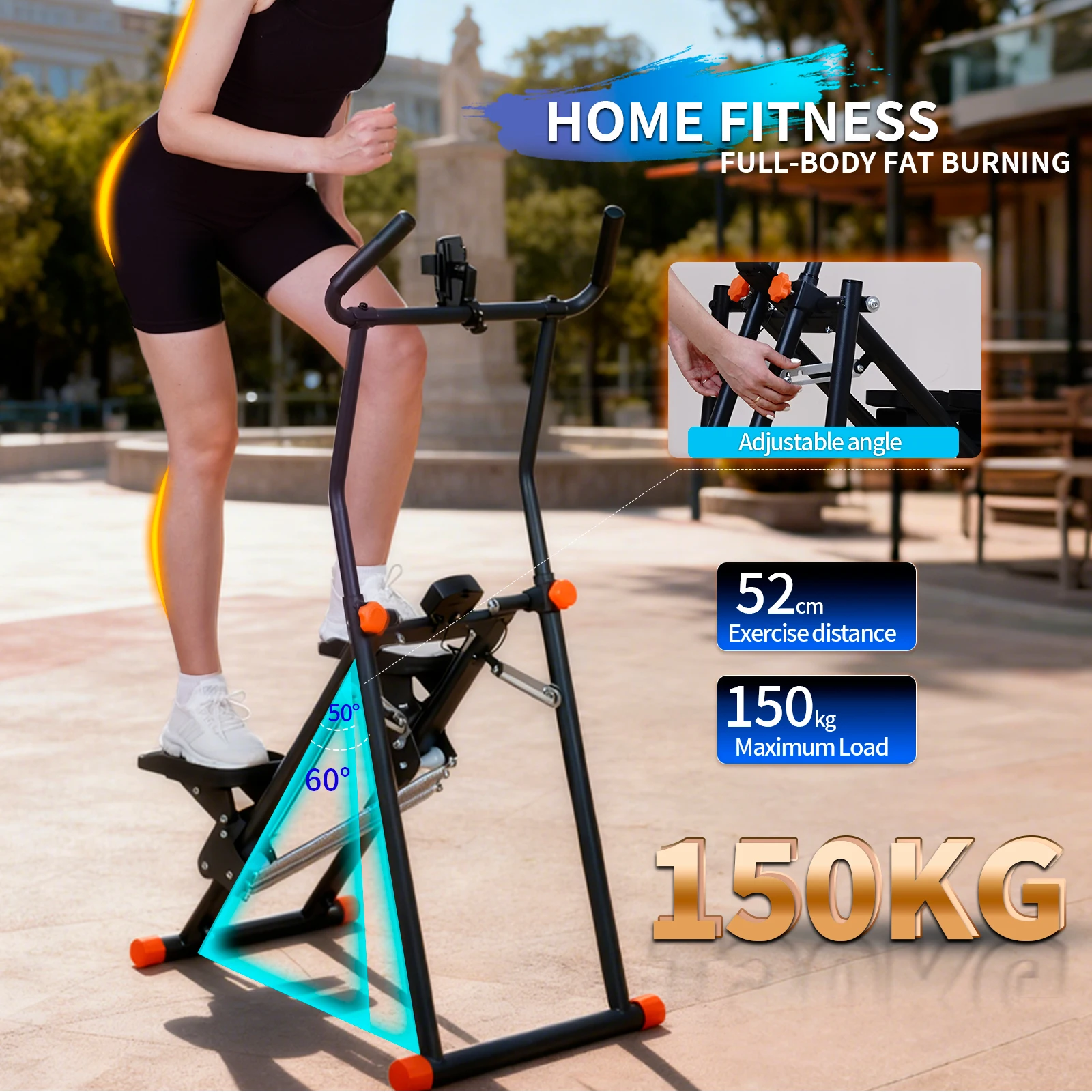 Newest Foldable Vertical Stair Stepper, Durable Steel Plastic Home Cardio Climber with Timer & Extended Step Range