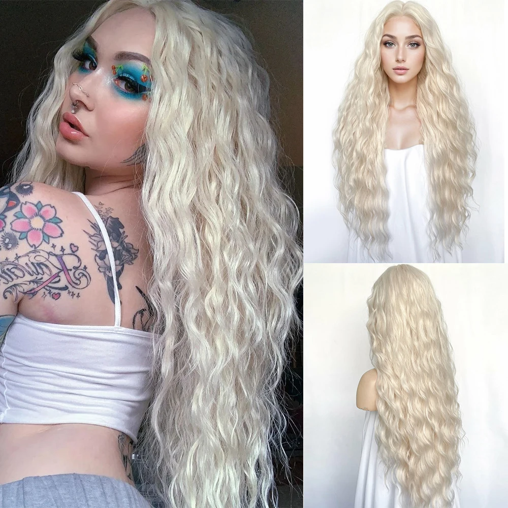 Platinum Blonde Wig Synthetic Hair 28