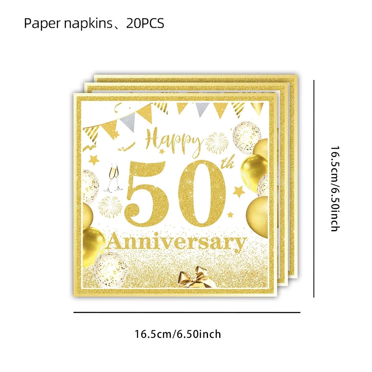 20-100 Stück Cocktail-Servietten zum 40. und 60. Geburtstag, Schwarz-Gold und Weiß-Gold, Dinner-Servietten, Hochzeitsjubiläum, Geburtstagsfeier-Deko – Detail 4