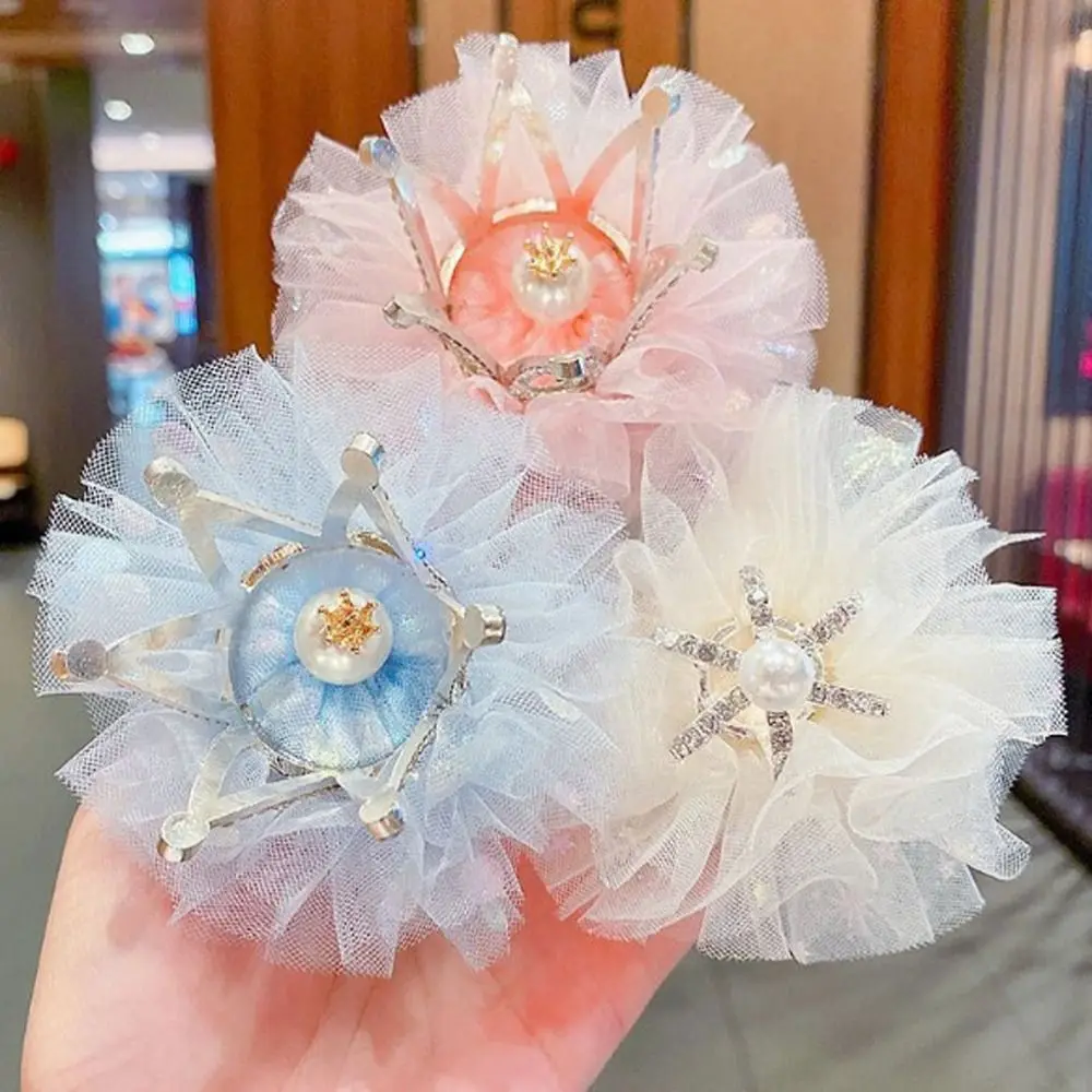 

Lovable Cute Lovely Rhinestone Alloy Crown Pearl Headdress Hair Accessory Hair Clip Headwear Girl Hairpin