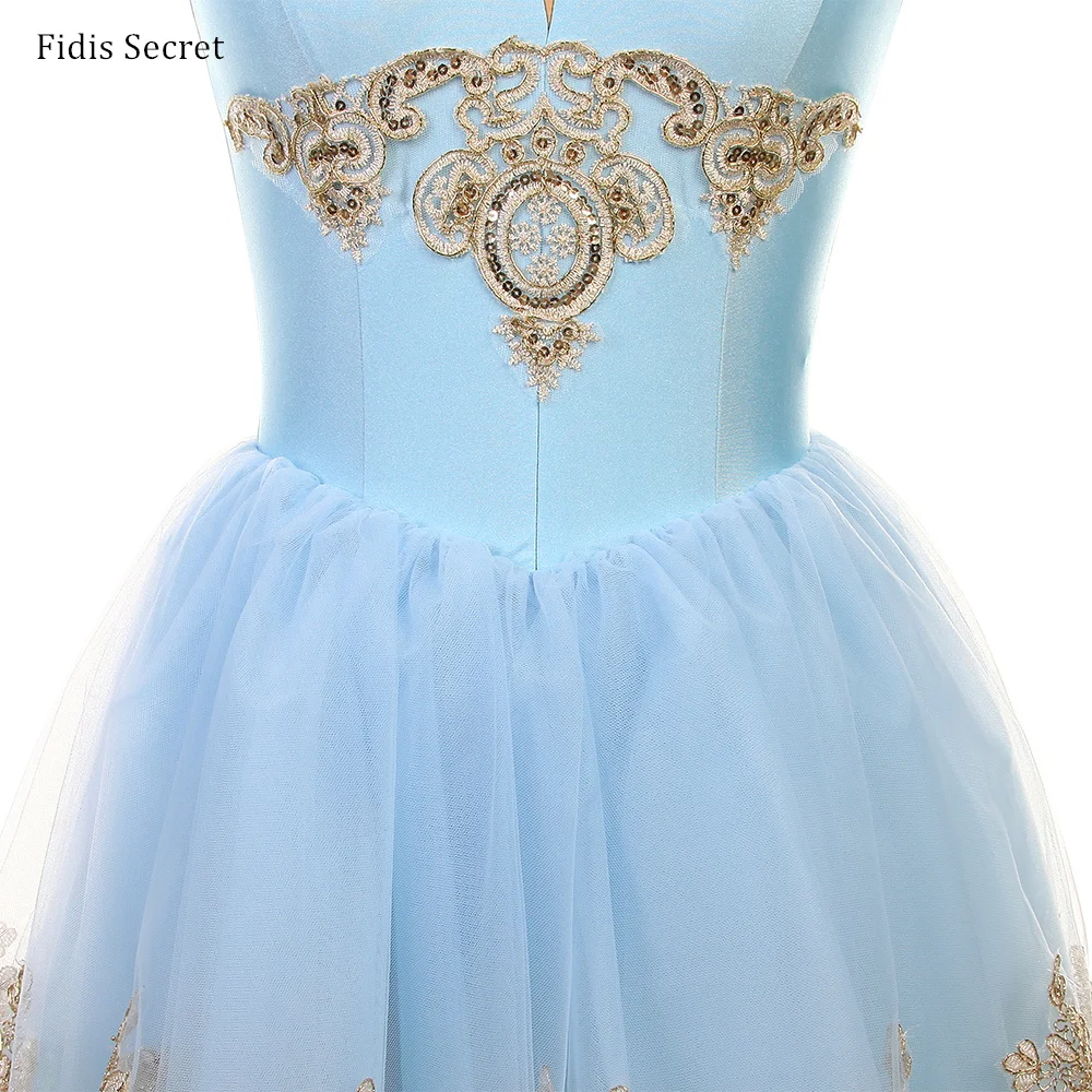 

Небесно-голубые романтические балетные туту-платья для женщин, длинная юбка Феи Сахарной Вишенки, для выступлений балерин на сцене, для танцевальных конкурсов YAGP