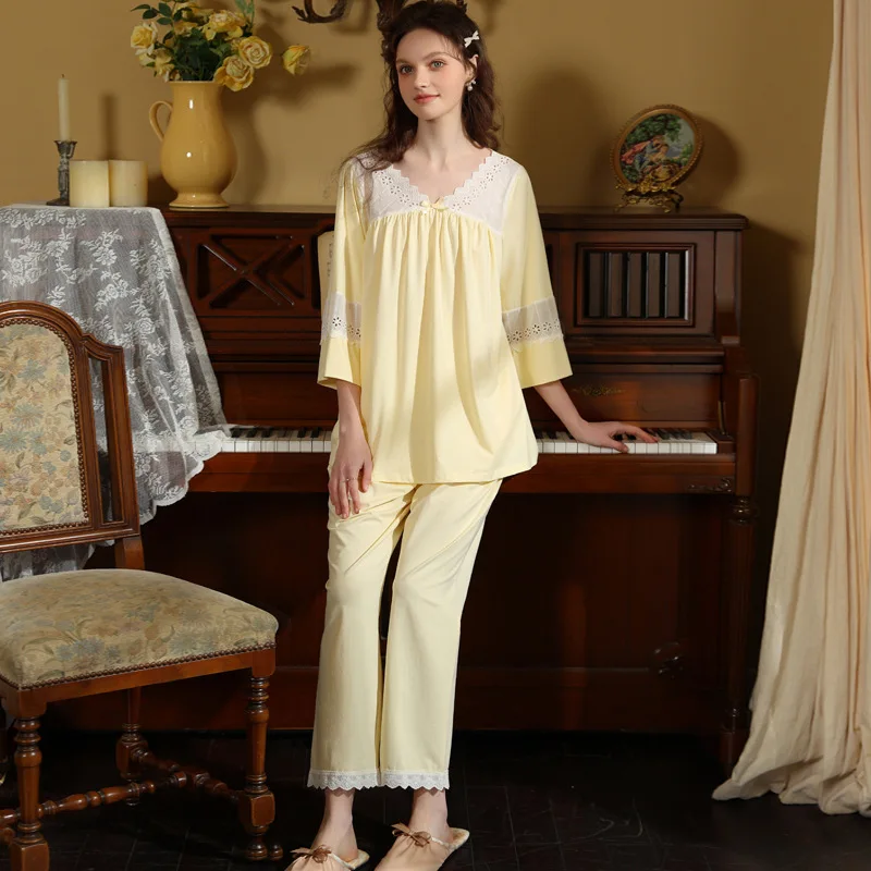 blanc-sexy-femmes-coton-dentelle-sommeil-vetements-de-nuit-costumes-nuit-dentelle-pyjama-ensembles-vetements-de-nuit-2-pieces-longs-homewear