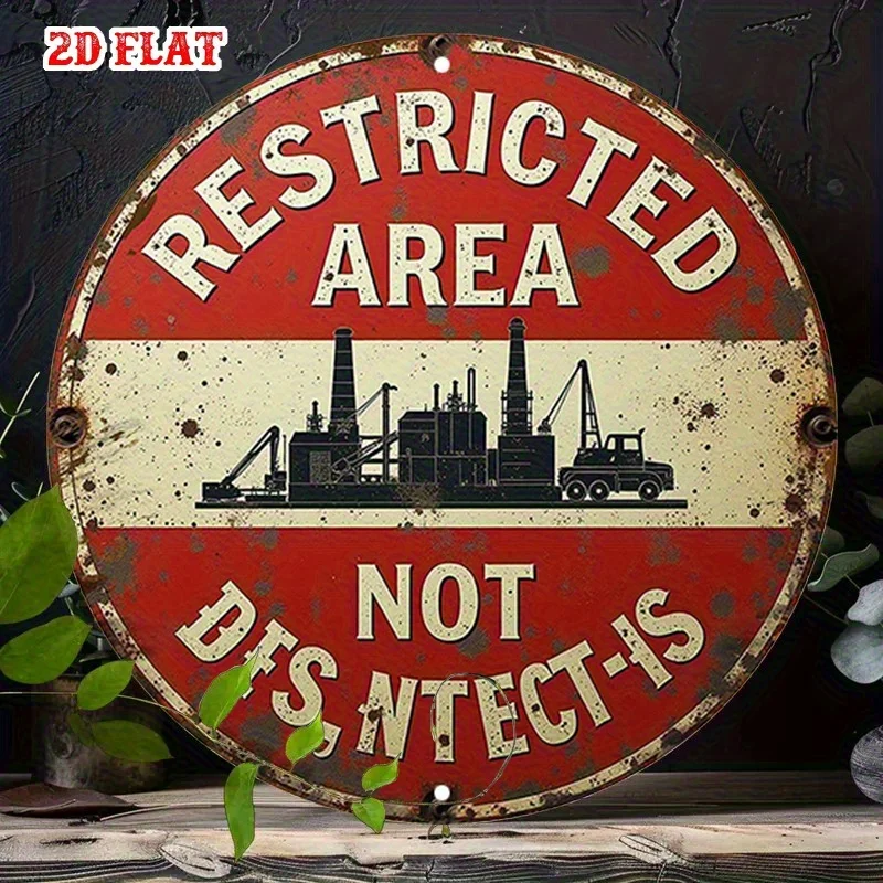 Vintage Industrie-Metallschild „Beschlagte Zone“, 7,87 x 7,87 Zoll, rund, aus Aluminium, vorgebohrt
