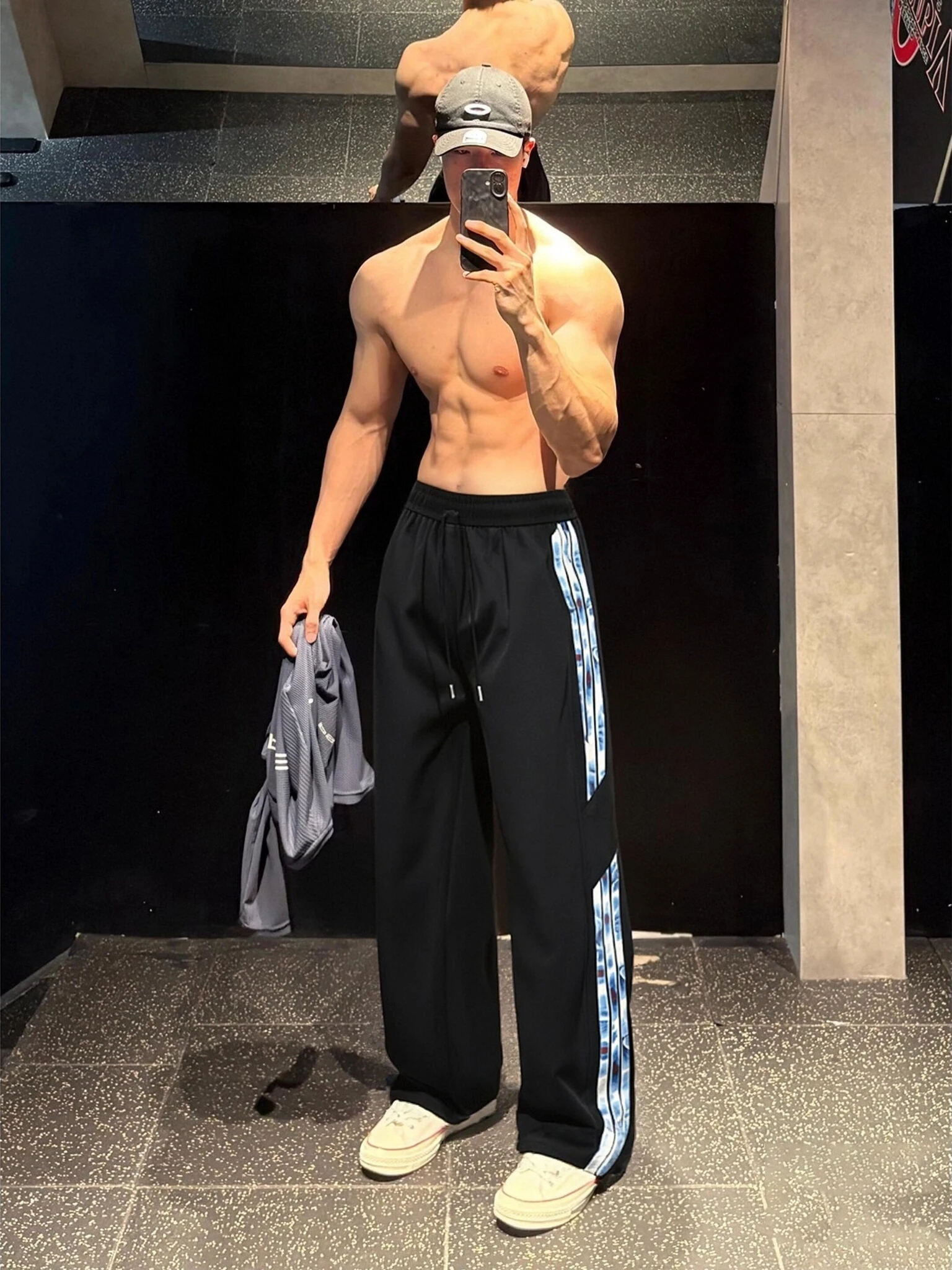 

American Tee Bars Qui Dry Fitn Pants Men Summer Thin Ice Silk Sports Straight Leg Micro Flared Casual Trousers