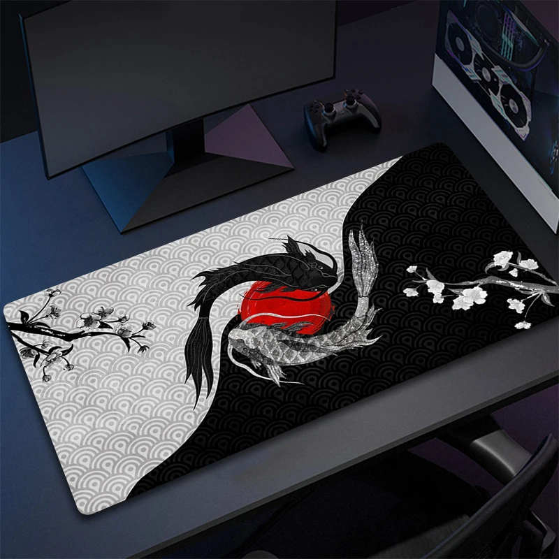 Art Fish XXL Lock Edge Mousepad Large Gaming Keyboard Mats Beast Big Desk Pad For Gift LOL Mouse Pad HD Customized Game Desk Mat