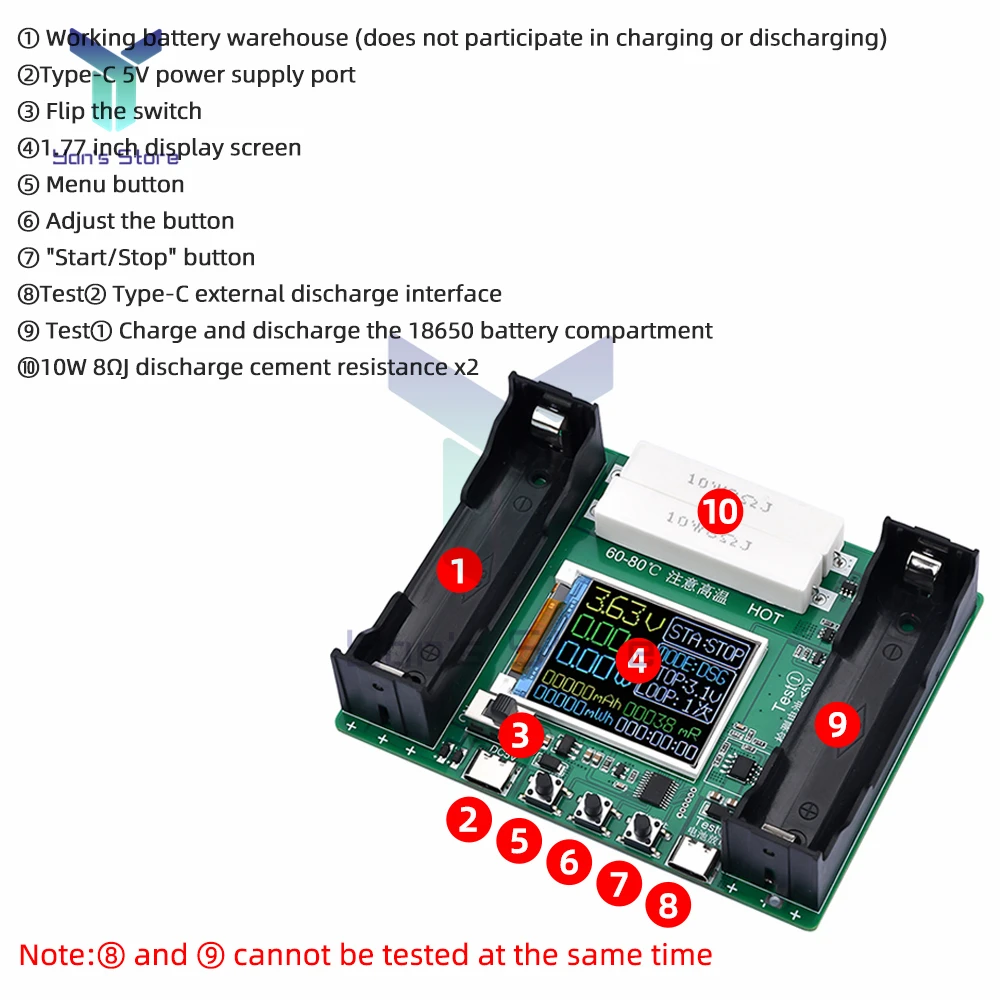 18650 Lithium Battery Capacity Tester Internal Resistance Meter LCD Voltmeter ammeter Automatic Charge and Discharge Module