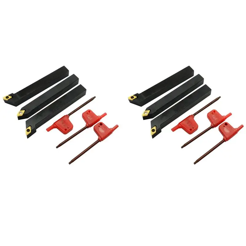 

Y50A-6Pcs 1/2 Inch CNC Lathe Carbide Turning Tools Indexable Holder Set SDNCN1212H07 + SDJCL1212H07 +6Pcs DCMT070204 Insert