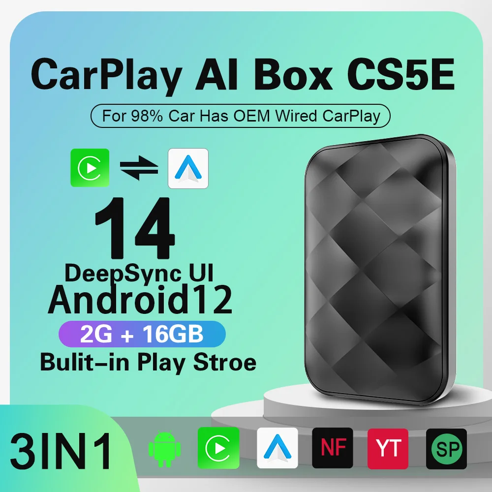 

3IN1 Android deepsync14 Wireless Carplay Android Auto Adapter new Upgrade Plug&Play For YT Netflix Dongle Wireless Car AI TV Box