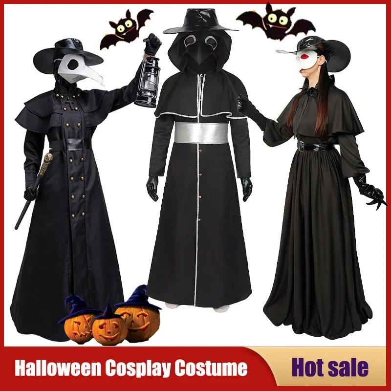 2025 New Adult Halloween Costume Horrord Monk Steampunk Priest Wizard Carnival Masquerade Cloak Medieval Robe Plague Doctor B AA