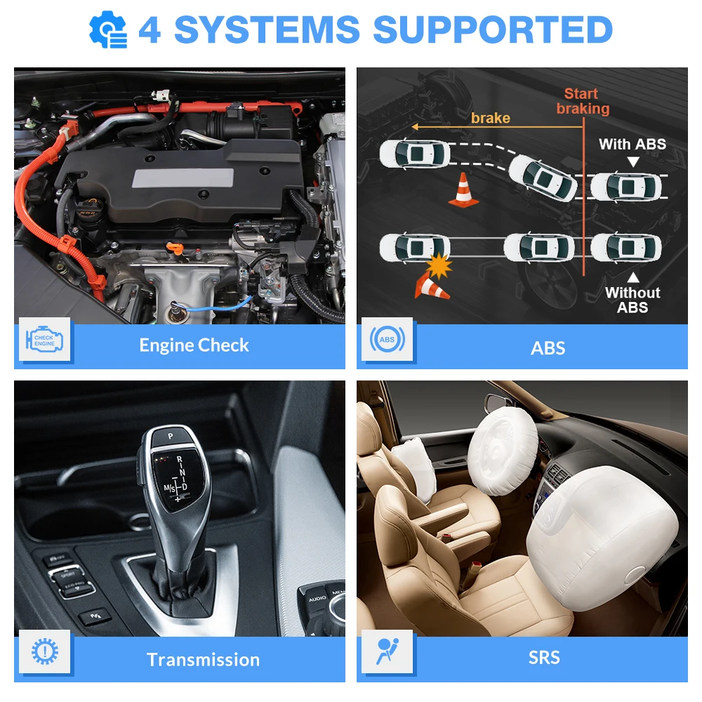 LCH CRP123E V2.0 4 Systems ENG ABS SRS Transmission O II Code Reader Scanner Universal Car Diagnostic Tool