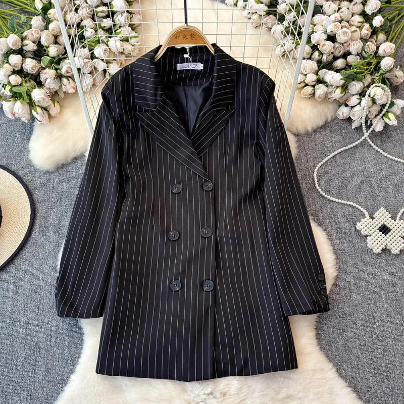 Oceanlove Lente Herfst Blazers Vrouwen Strepen Vintage Koreaanse Mode Blazer Mujer Eenvoudige Zwarte Elegante Casaco Feminino