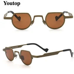Women Pure Titanium Sunglasses Frame Men Round Polarized Sun Glasses Vintage Retro Gold Blue Brown Black Driving UV400 Fashion
