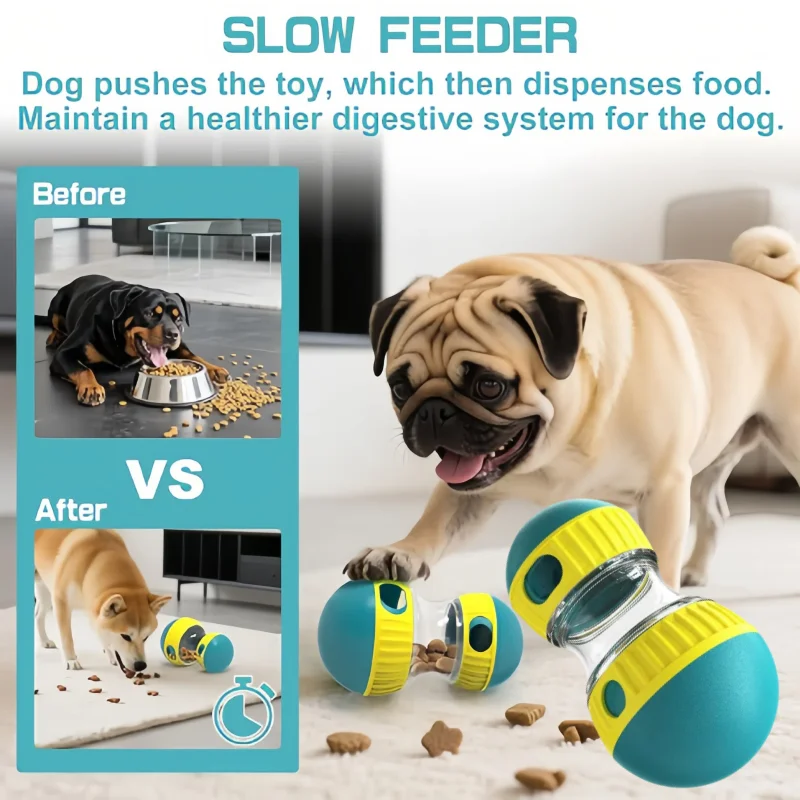 

Interactive Portable Dog Puzzle Slow Feeder Ball - Outdoor Camping Wobble Toy with Elliptical Track Engaging Treat Dispenser