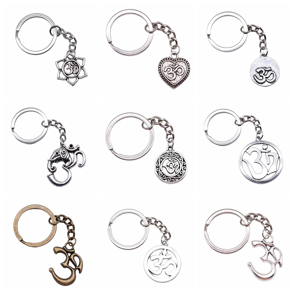 OM Buddha Buddhist Yoga Keychain KeyRing Yoga OM Pendant Keychain Women Bag Hangle Car Jewelry Accessories