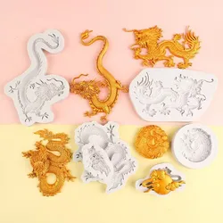 3D Silicone Clay Molds New Year Chinese Pattern Lucky Cloud Panlong Mold DIY Handmade Resin Crafts Molds Fondant Border Decora