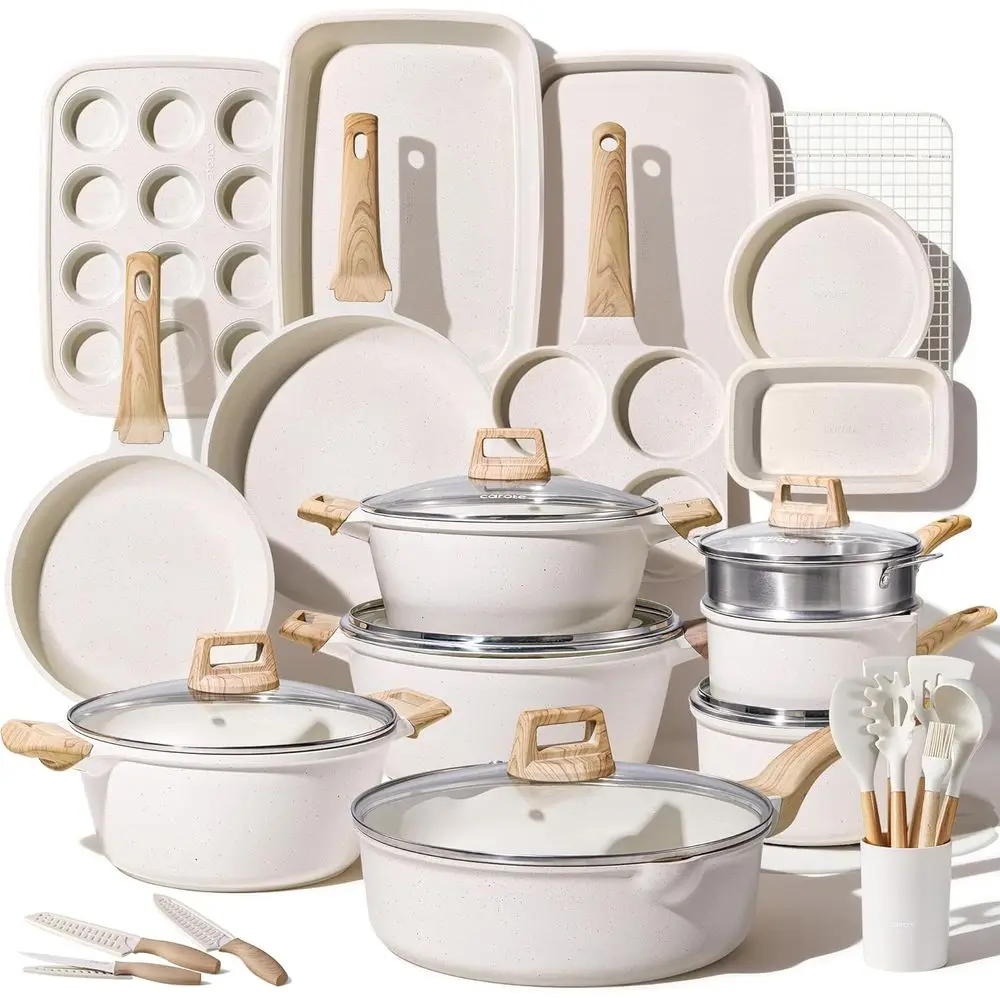 

44-Piece Nonstick Cookware and Bakeware Set with Induction Compatible Pans and Pots