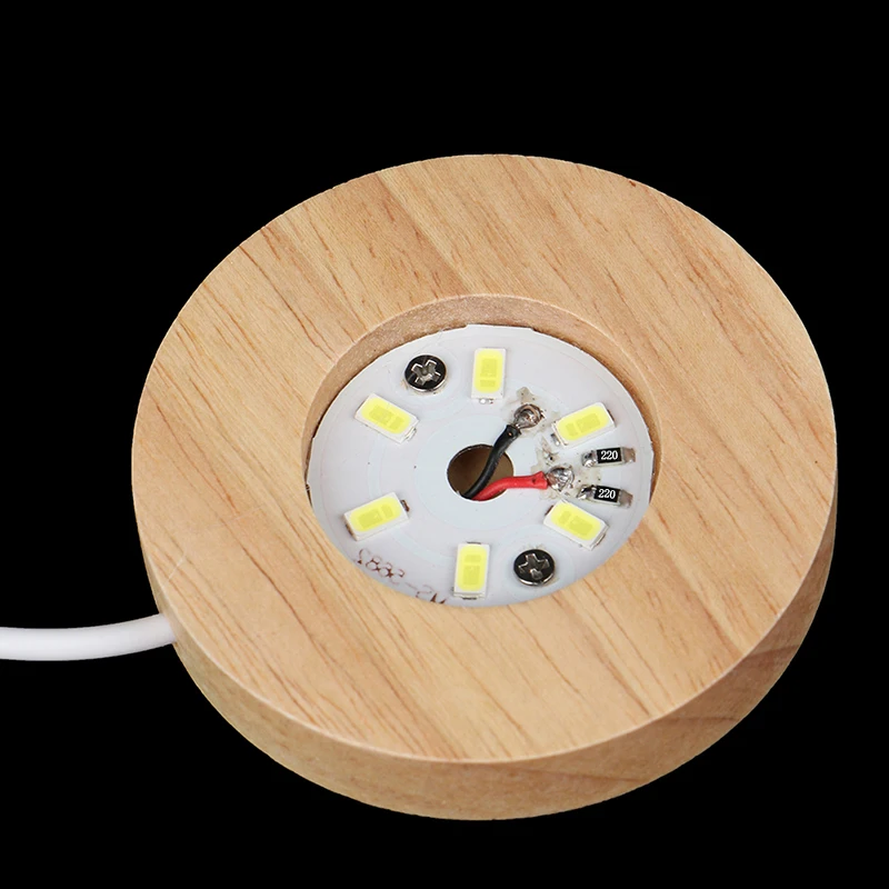 1/4 قطعة قاعدة إضاءة الخشب USB التوصيل في 6/8 سنتيمتر LED مصباح الليل الملونة الفن زخرفة كريستال زجاج مصباح ليد لقاعدة راتنجات الايبوكسي