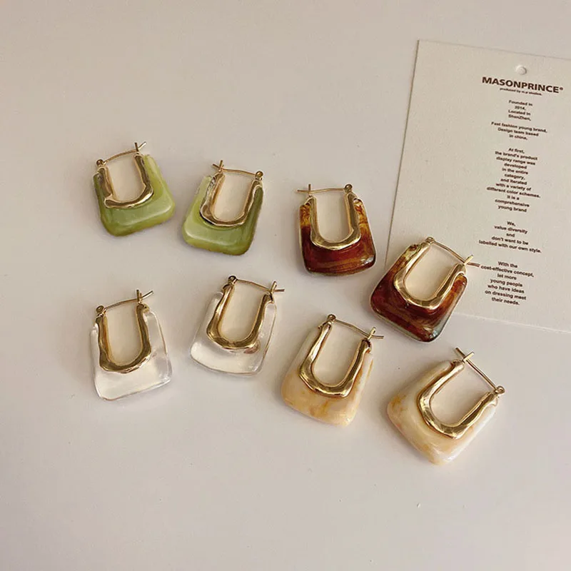 Multicolor Irregular Geometric U-shaped Ear Buckle Earrings Women Chic Party Trendy Jewelry Girls Friends Gifts