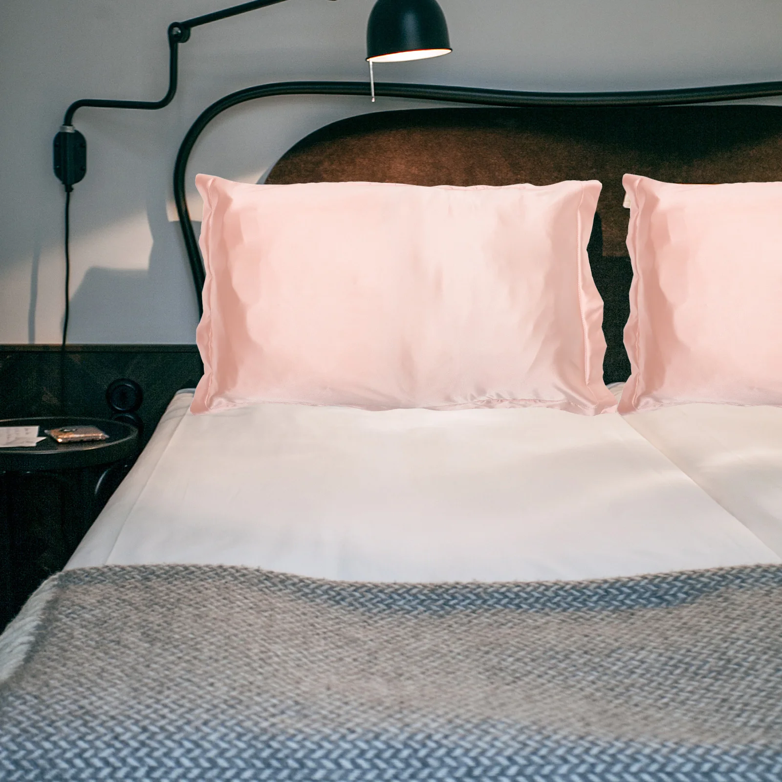 

2Pcs Silk Pillow Case Ice Silk Plain Pillow Cover Soft Smooth Queen Standard Pillowcase Home Use