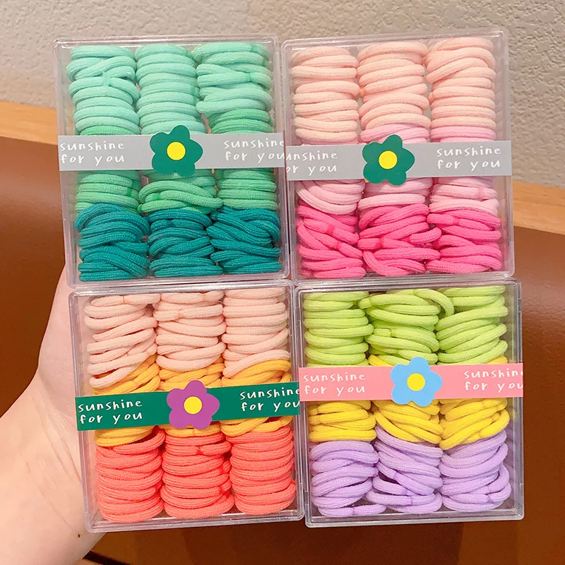 

90pcs/box Small Hair Ties For Kids Elastic Nylon Hair Bands Set Girls Ponytail Holder Hair Gum Ropes Toddlers Headwear