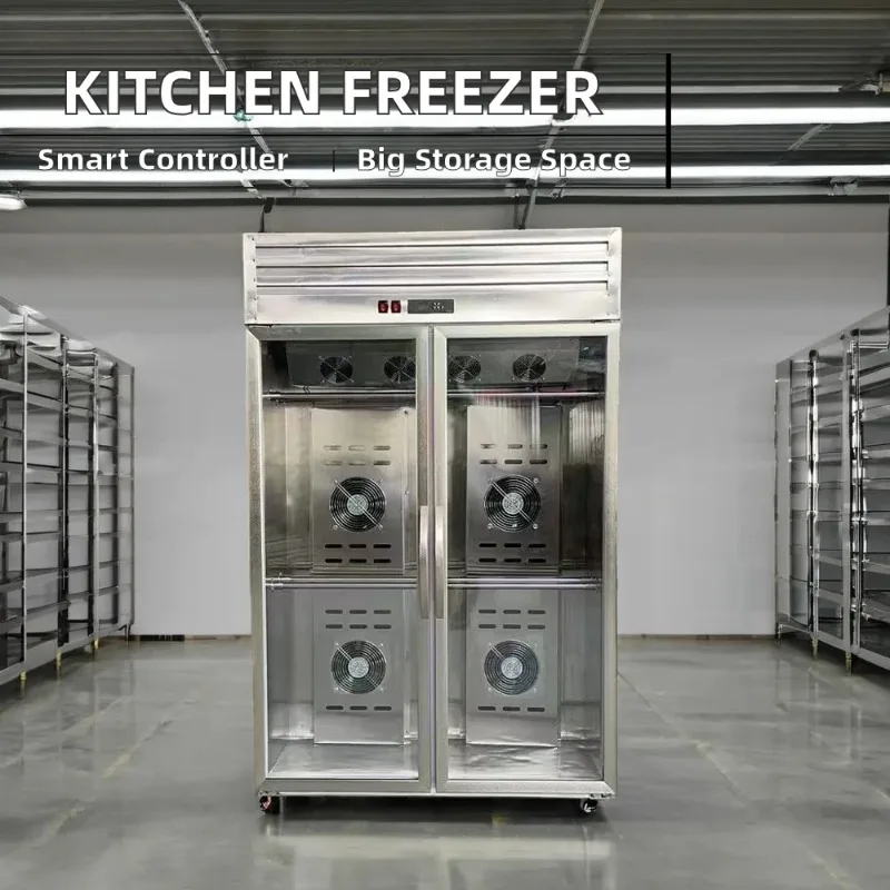 Single Temp Vertical Commercial Freezer Stainless Steel Meat Display Cooling Equipment For Catering