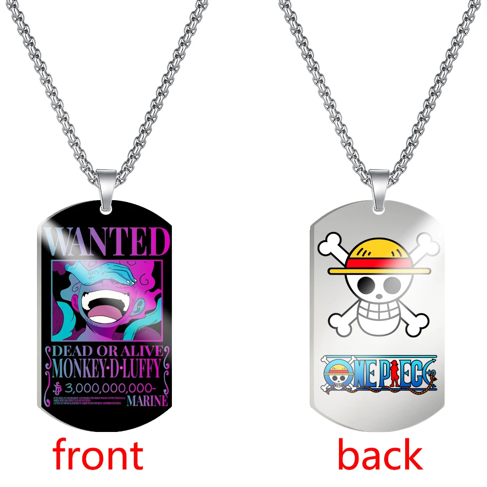 Anime Necklace Wanted Luffy Zoro Double Sided Color Printed Stainless Steel Dog Tag Pendant For Fans Women Men Jewelry