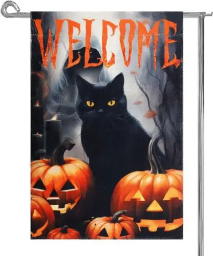 Halloween Decorations Black Cat Pumpkin Garden Yard Flag Scary Banner 12